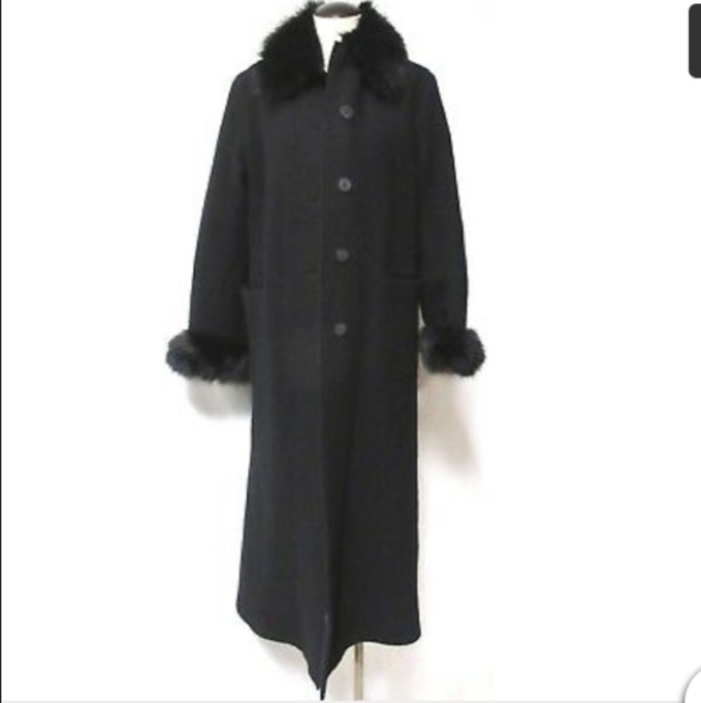 Boiled wool black women coat